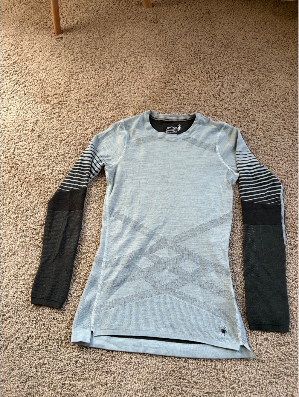 Smartwool Women's Intraknit Thermal Merino Base Layer Pattern Crew teal grey Med